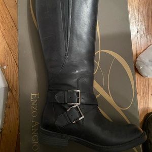 Enzo Angiolini Wide Calf Black Riding Boots